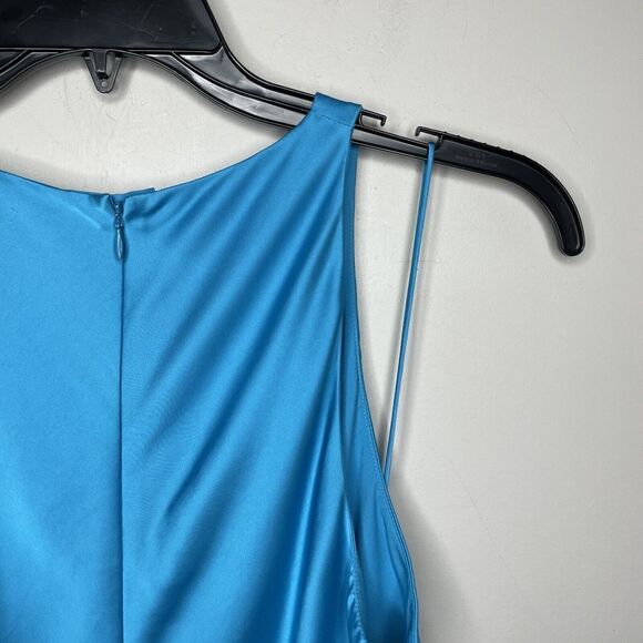 ALEXIS Lune Gown Womens Large L Blue Sleeveless Cutout A-Line Maxi Satin - Picture 8 of 14